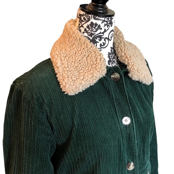 FRANK & OAK Fur-trim Green Corduroy Jacket - Picture 4 of 16